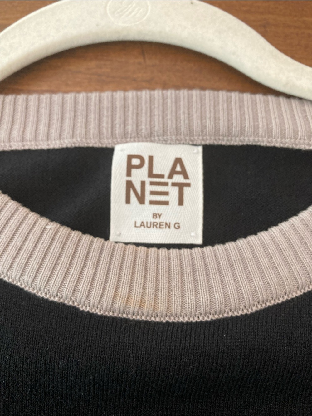 PLANET by Lauren G. Two-Tone Navy Crewneck Sweater - Picture 3 of 7